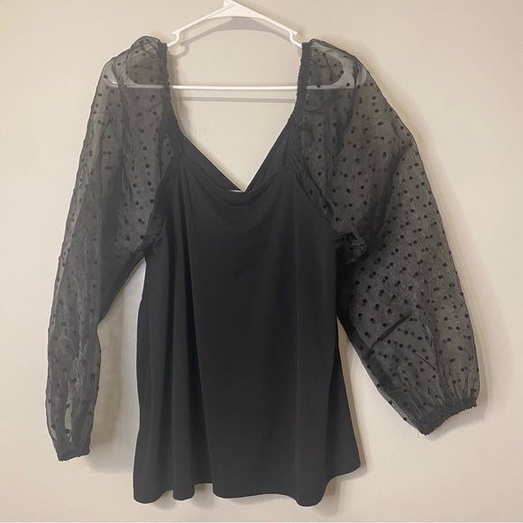 Chic LUNA MOON Black Polka Dot Sleeve Blouse XXL - Picture 7 of 7